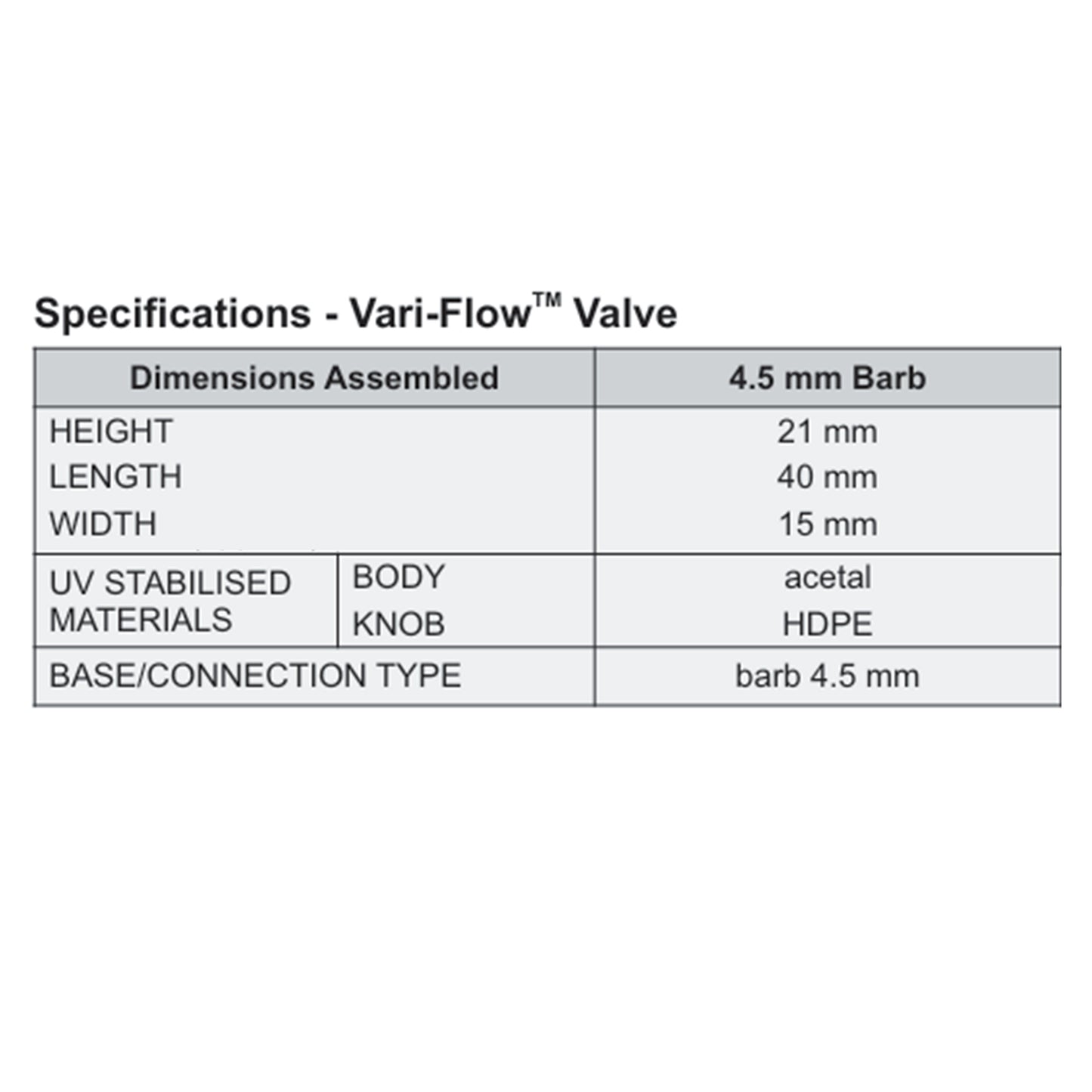 Antelco Vari-Flow Valve 4.5mm Barb Drip Irrigation Fitting Micro Watering System