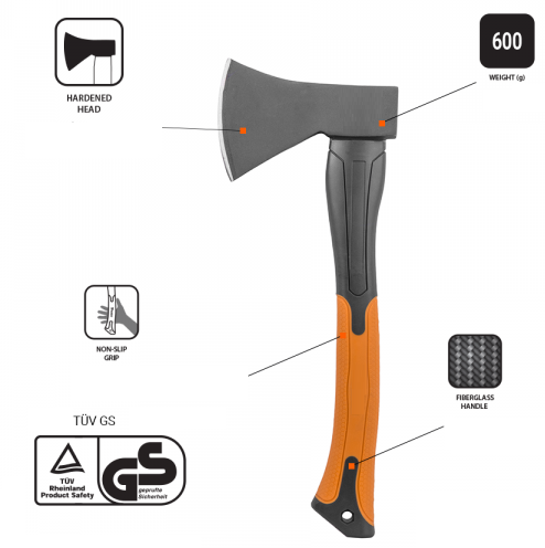 Universal Fiberglass Axe 600g DIY Tool Accessory Home and Garden Use