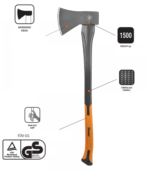 Universal Fiberglass Axe 1500g DIY Tool Accessory Home and Garden Use