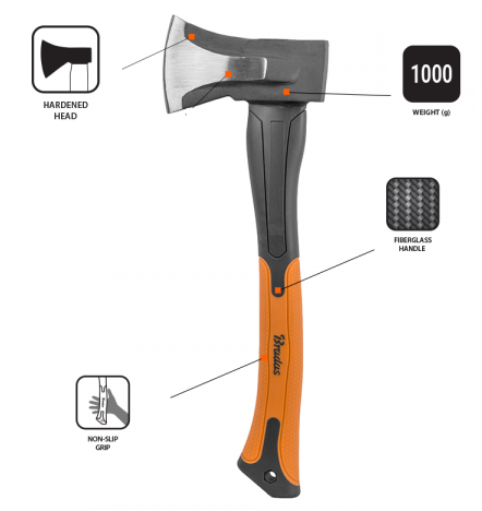 Fiberglass Splitting Axe 1000g DIY Tool Accessory Home and Garden Use