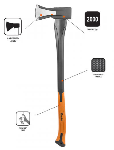 Fiberglass Splitting Axe 2000g DIY Tool Accessory Home and Garden Use