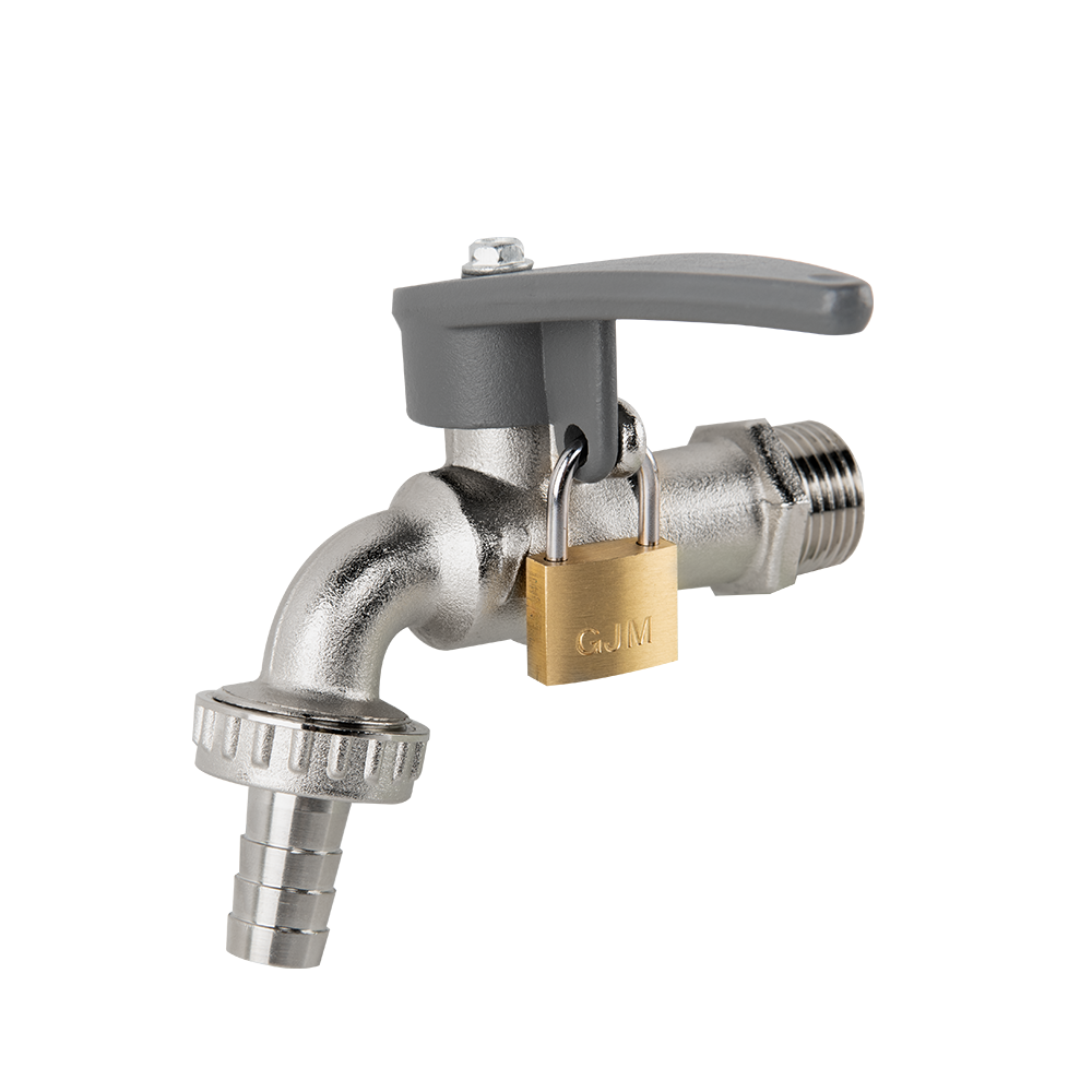 AP Supplies Lever Tap Brass Nickle Plated 1/2" BSPM Inlet with Hose Barb and lock