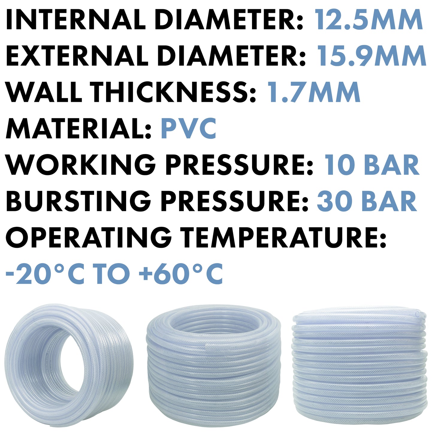 Clear Braided PVC Pipe 12.5mm*1.7mm for Pipe and Water Fitting