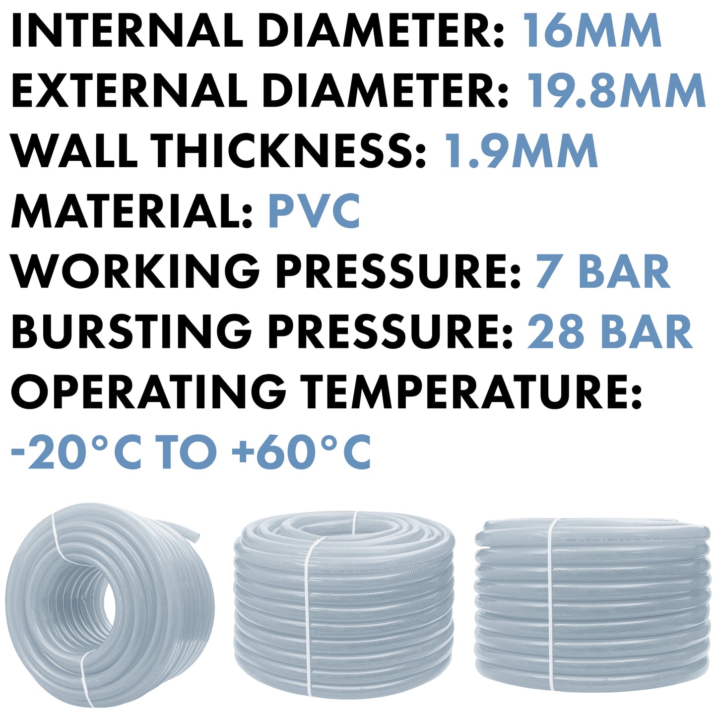 Clear Braided PVC Pipe 16mm*1.9mm Pipe and Water Fitting Garden Water Connector