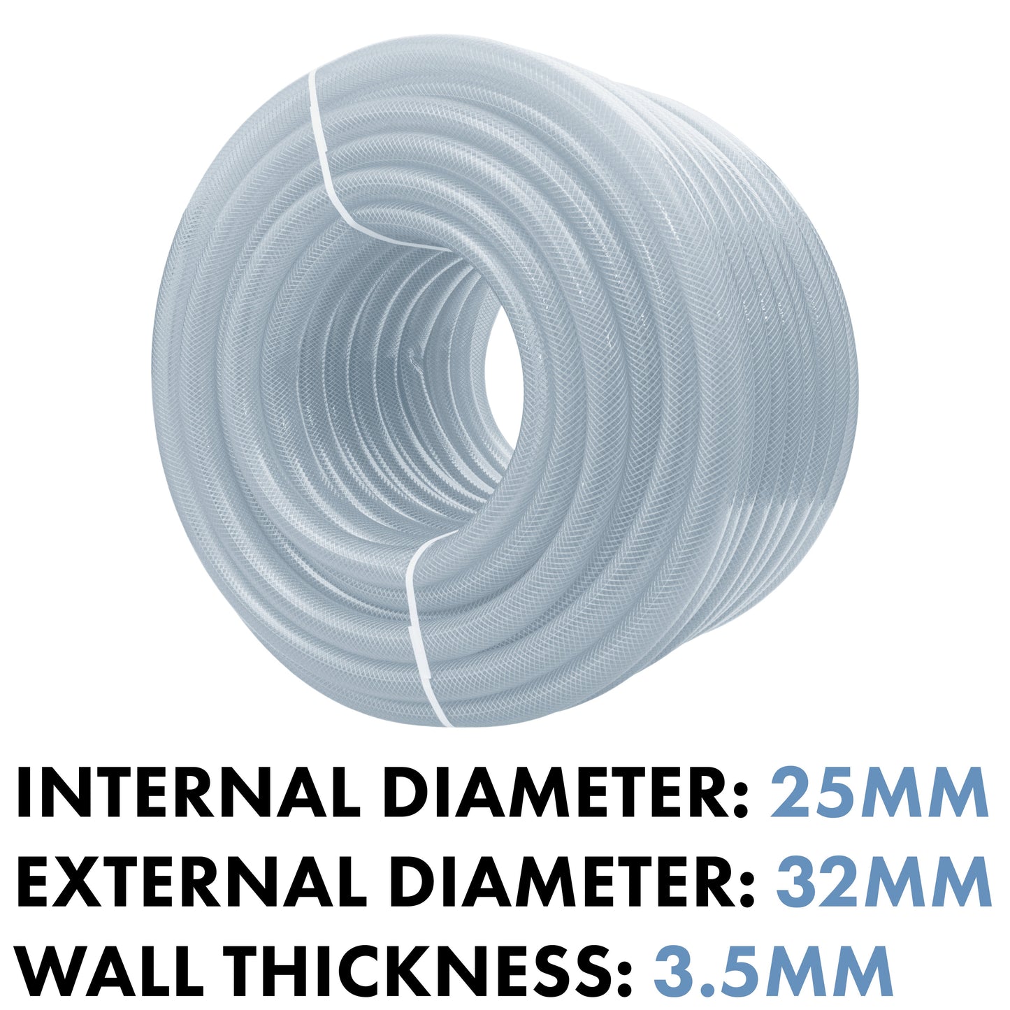 Clear Braided PVC Pipe 25mm*3.5mm Pipe and Water Fitting Garden Water Connector