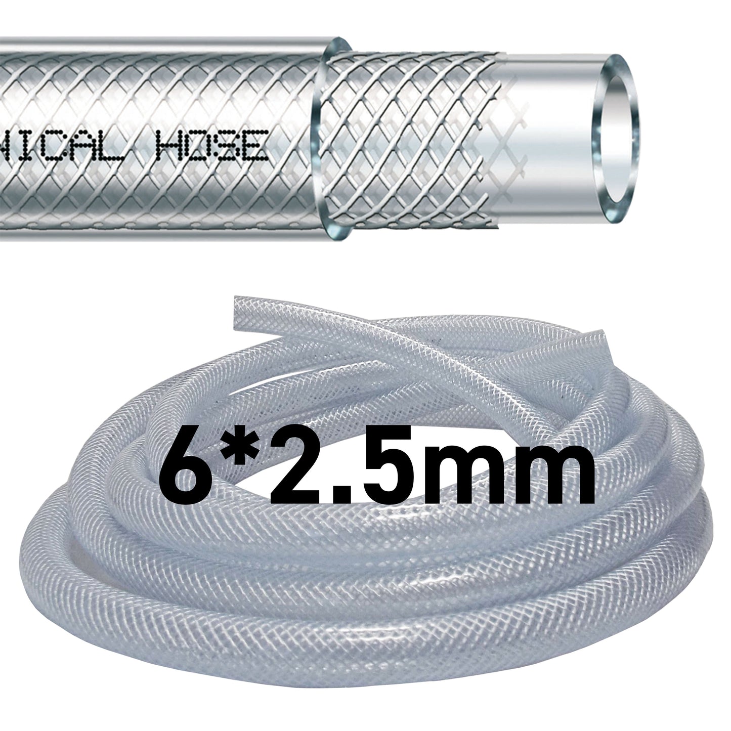 AP Supplies Clear Braided PVC Pipe 6mm*2.5mm - 1 coil of 50m