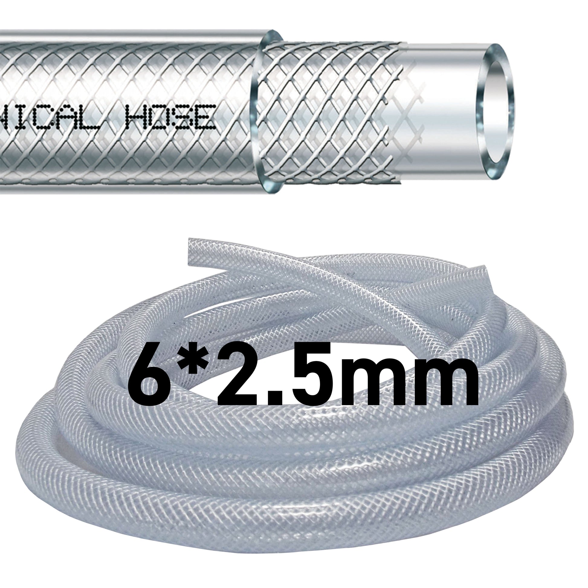AP Supplies Clear Braided PVC Pipe 6mm*2.5mm - 1 coil of 50m