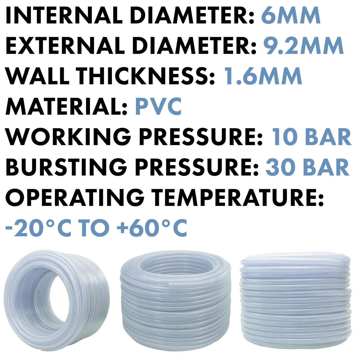 Clear Braided PVC Pipe 6mm*1.6mm Pipe and Water Fitting Garden Water Connector