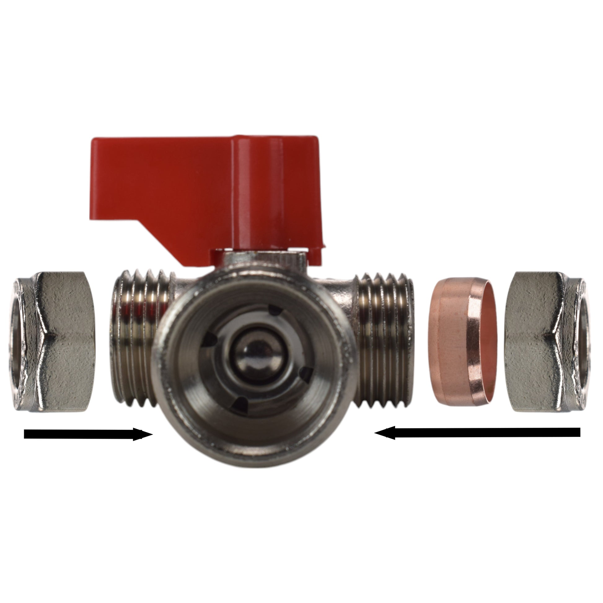AP Supplies Brass Compression Tee Valve 15mm - ¾” BSP Male