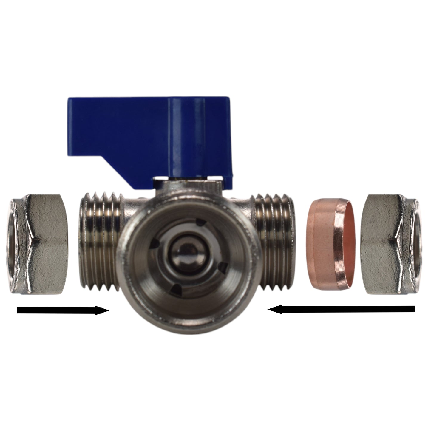 AP Supplies Brass Compression Tee Valve 15mm - ¾” BSP Male