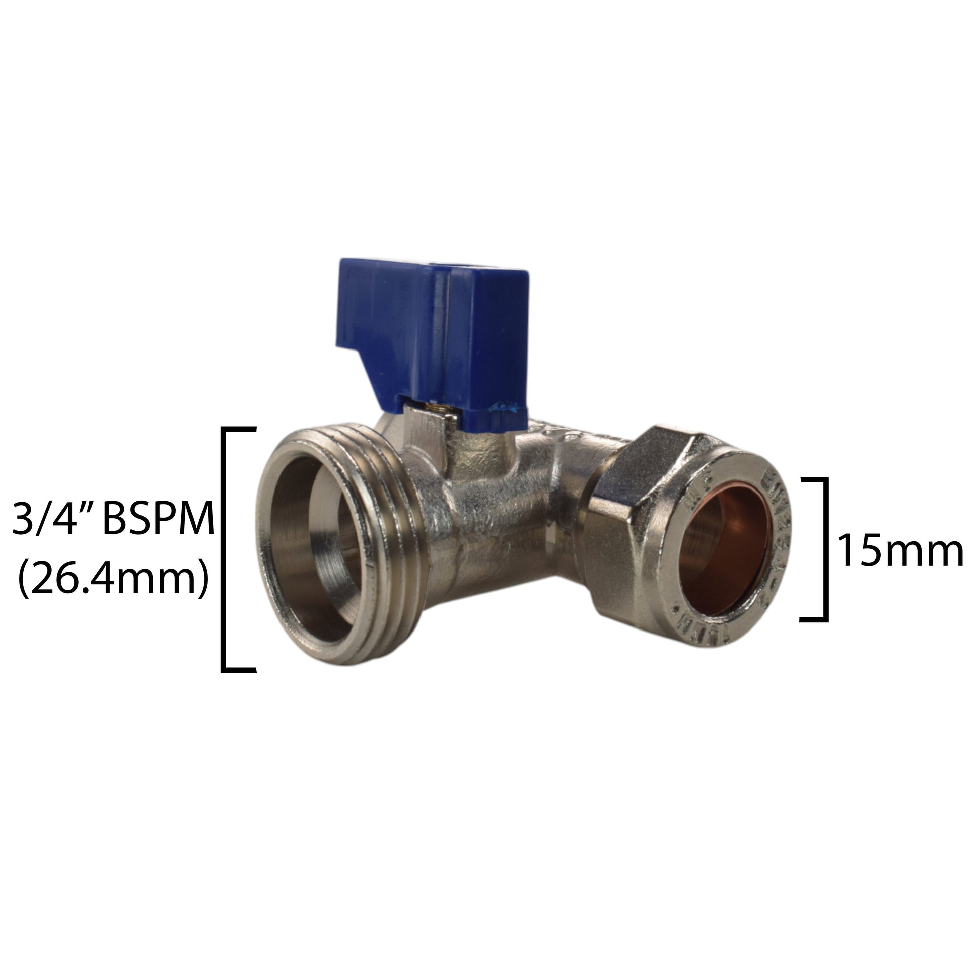 AP Supplies Brass Compression Tee Valve 15mm - ¾” BSP Male