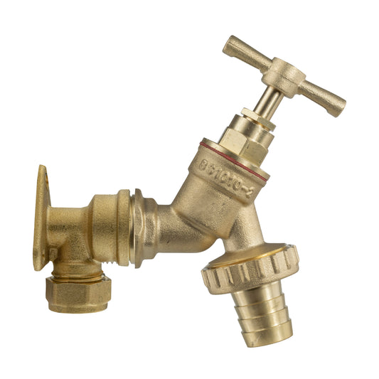 22mm Brass Wall Flange Kit with Brass Barbed Tap Brass Water Fitting Tap Adapter