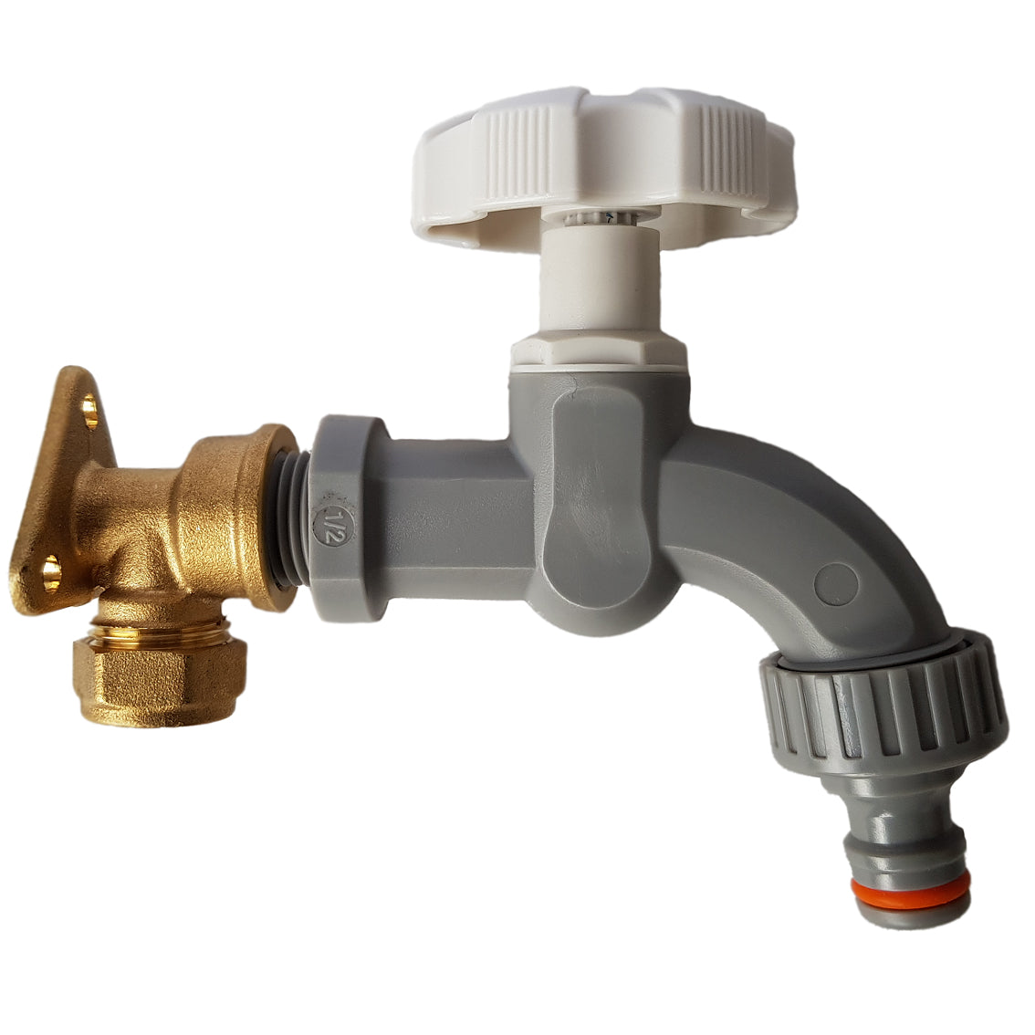 15mm Brass Wall Flange Kit with Grey Dial Tap BSP Thread Fitting Water Connector