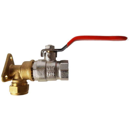 15mm Brass Wall Flange Kit with 1/2in BSP Lever Valve for DIY Workshop Accessory