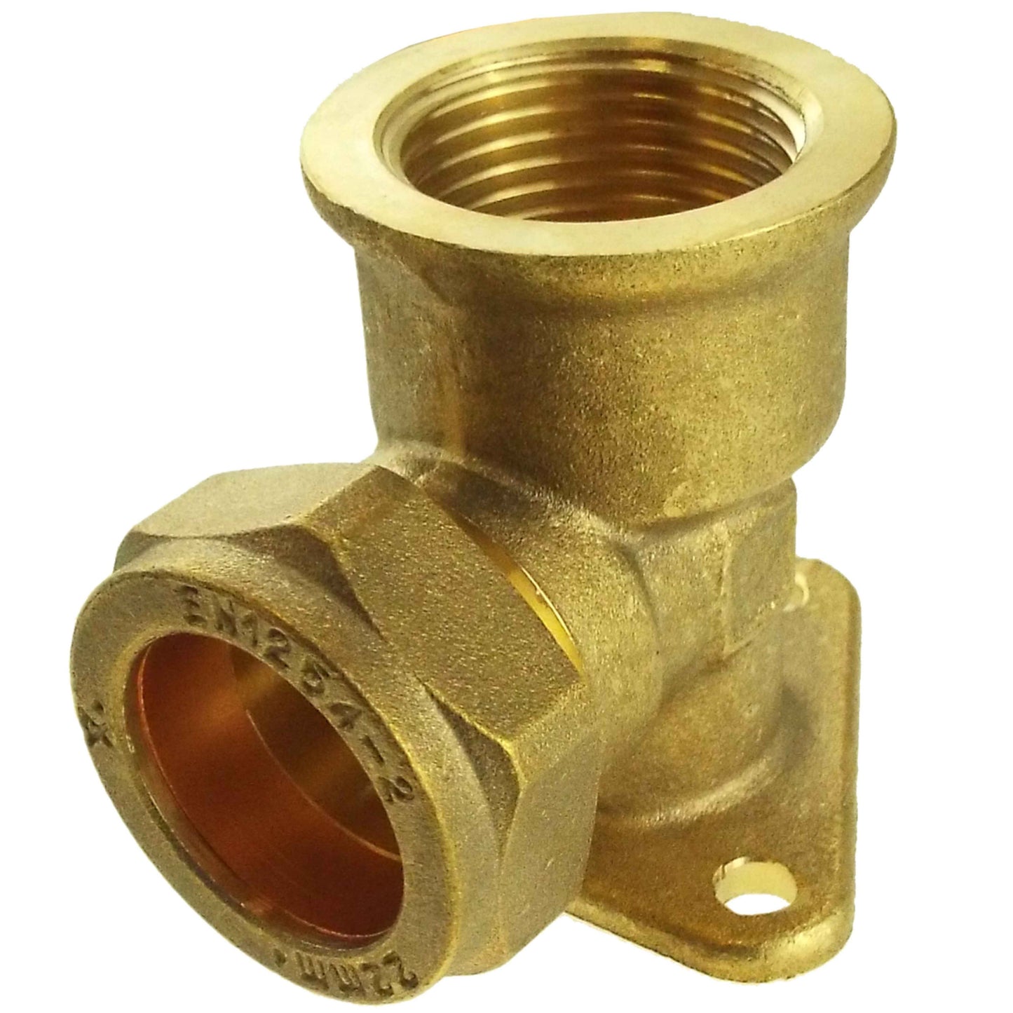 15mm Brass Wall Flange Kit with Lever Tap + 3/4in BSP Metal Splitter Tap Adapter
