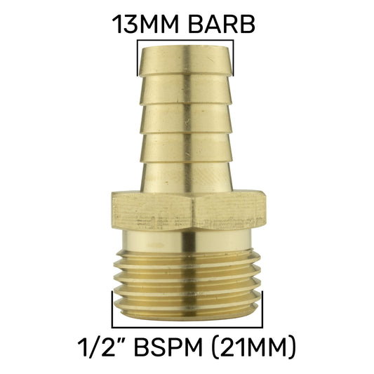 Brass Straight Joiner 13mm - 1/2in BSPM BSP Thread Fitting Micro Watering System