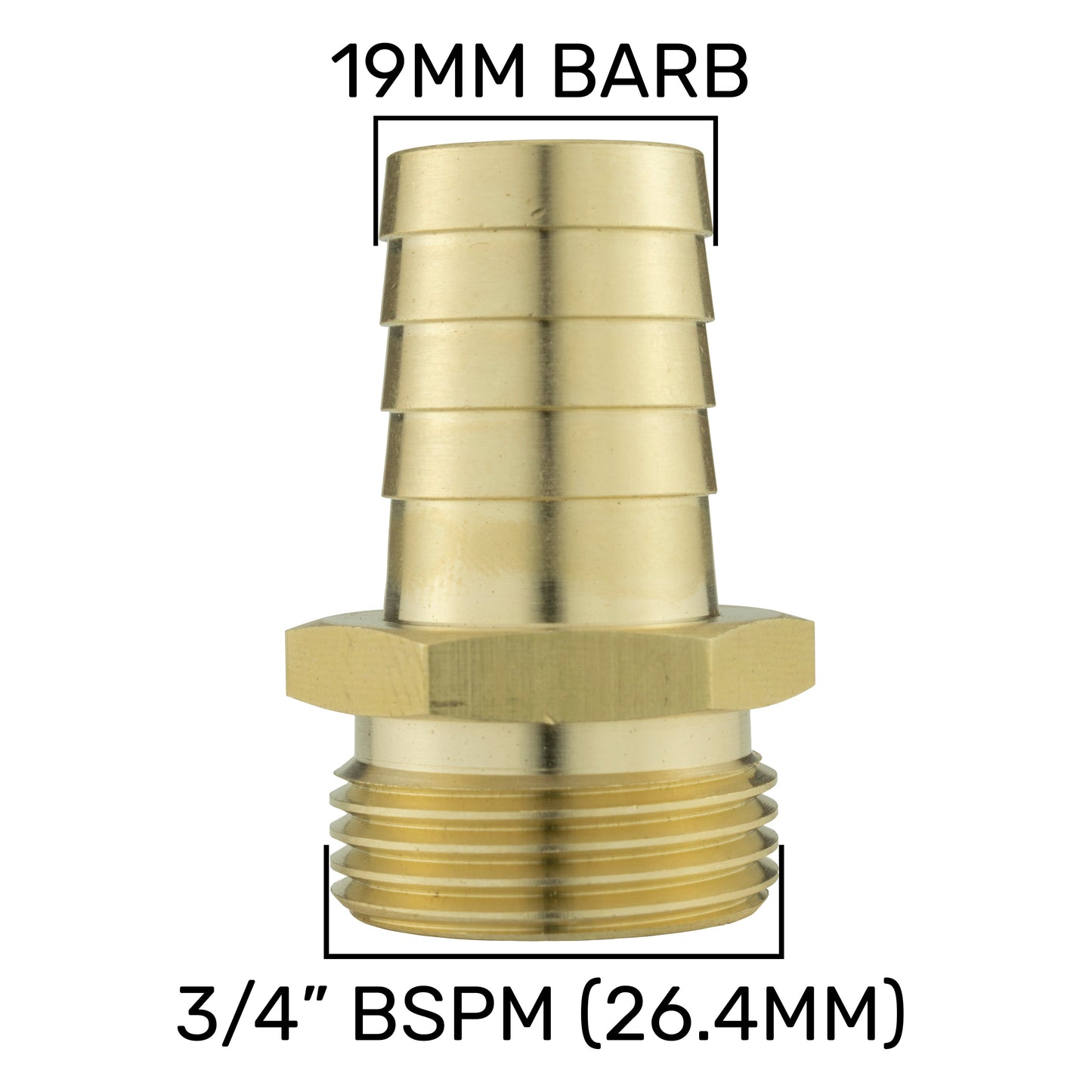 IBC 2 S60X6 Cap with 19mm Brass Barb Brass Water Fitting DIY Workshop Accessory