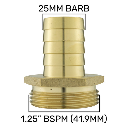 Brass Straight Joiner 25mm - 1.25in BSPM Garden Hose Pipe DIY Workshop Accessory