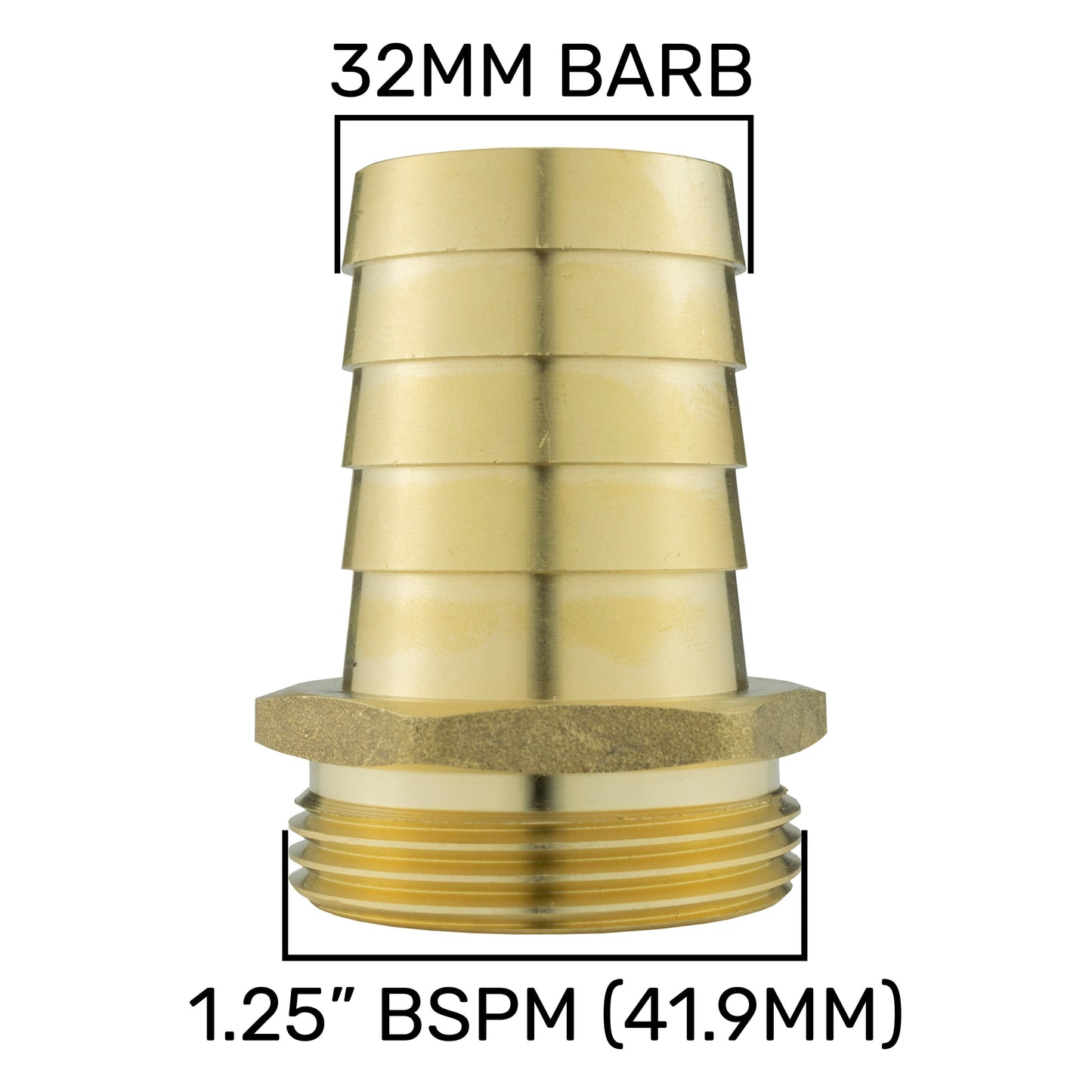 Brass Straight Joiner 32mm - 1.25in BSPM Garden Hose Pipe DIY Workshop Accessory