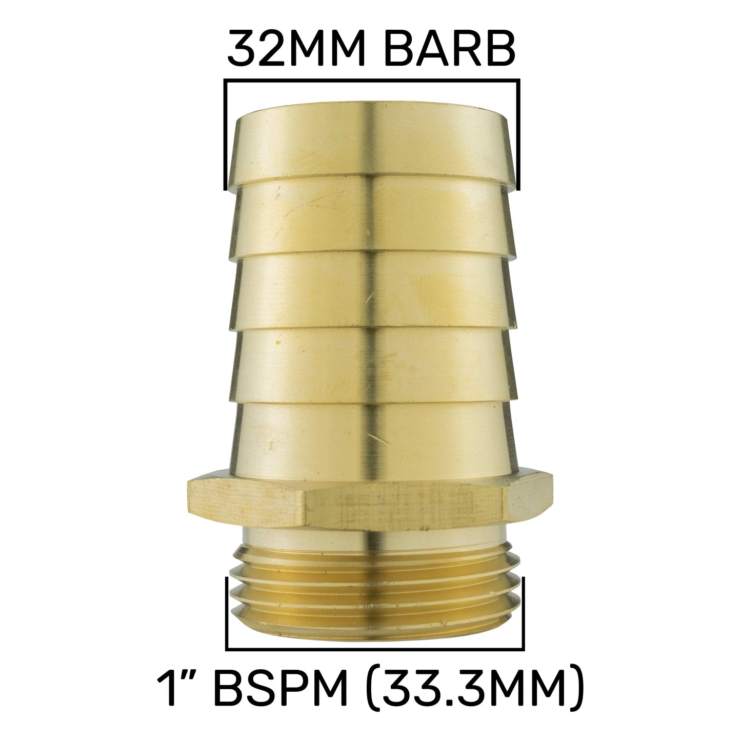 Brass Straight Joiner 32mm - 1in BSPM Brass Water Fitting DIY Workshop Accessory