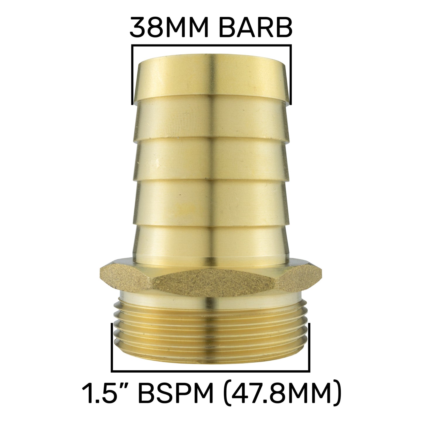 Brass Straight Joiner 38mm - 1.5in BSPM Hose Pipe Fitting DIY Workshop Accessory