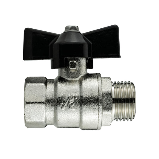 Brass Nickel-Plated Butterfly Valve 1/2in BSPM-F for Pipe and Water Fitting