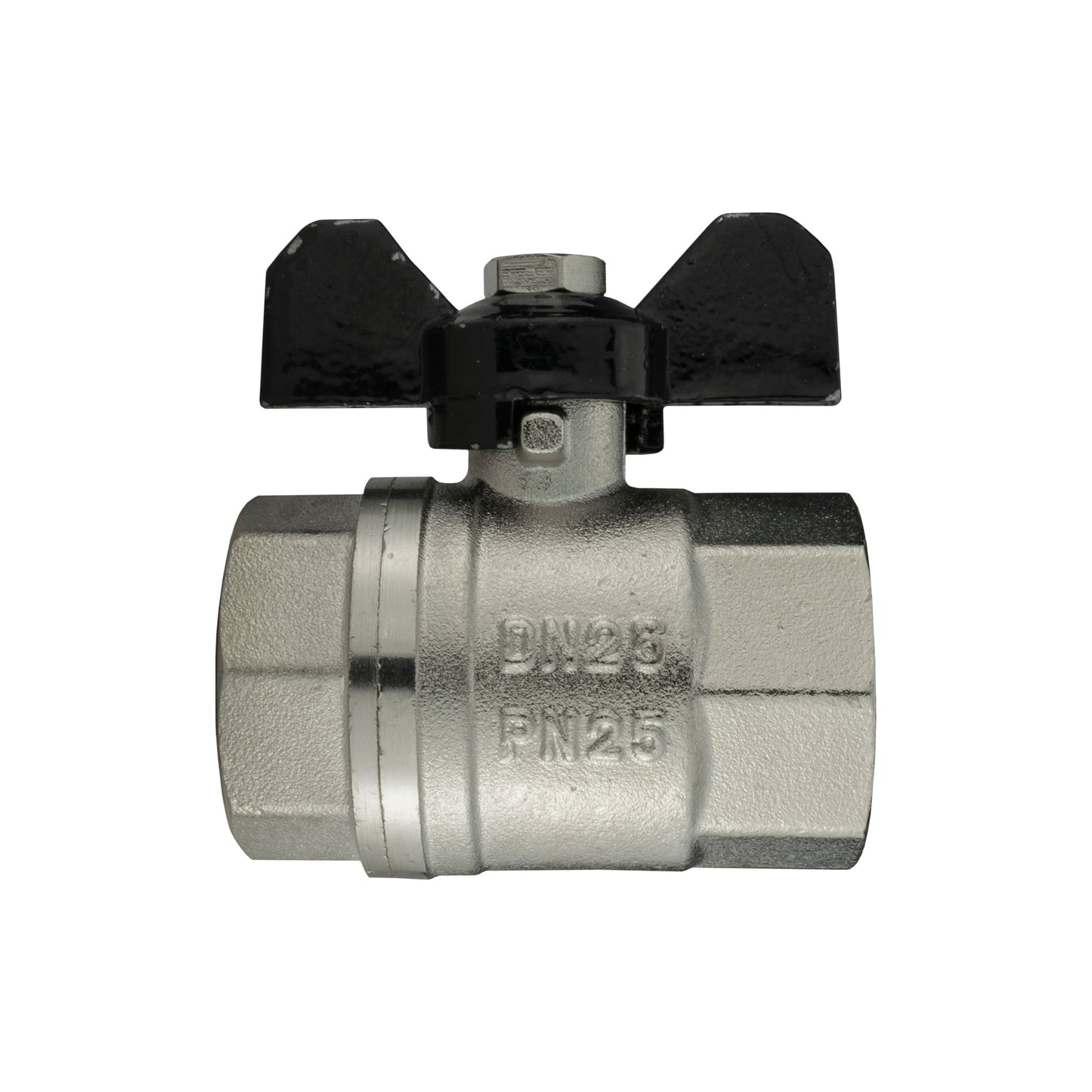 Brass Nickel-Plated Butterfly Valve 1in BSPF Water Connector Brass Water Fitting
