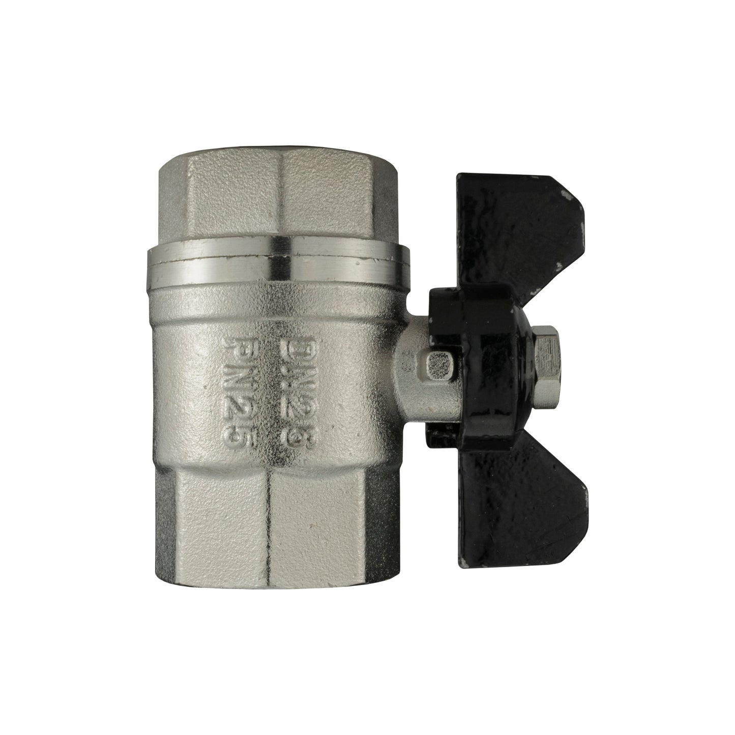 Brass Nickel-Plated Butterfly Valve 1in BSPF Water Connector Brass Water Fitting