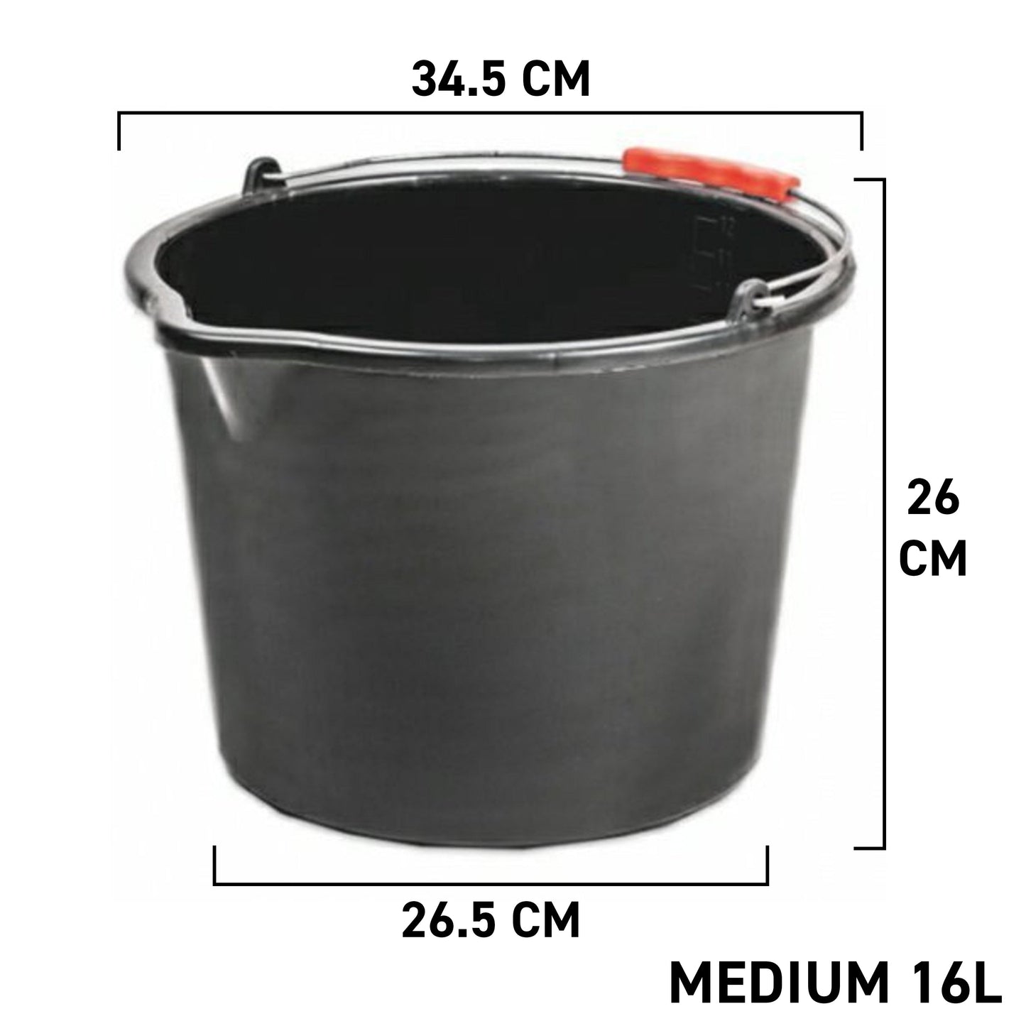 Black PP Bucket 16L Outdoor Watering Kit DIY Workshop Accessory