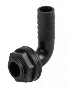 AP Supplies Tank Connector 90 Degree With Washer & Nut 1"BSPM - 1" Barb and Drill Bit