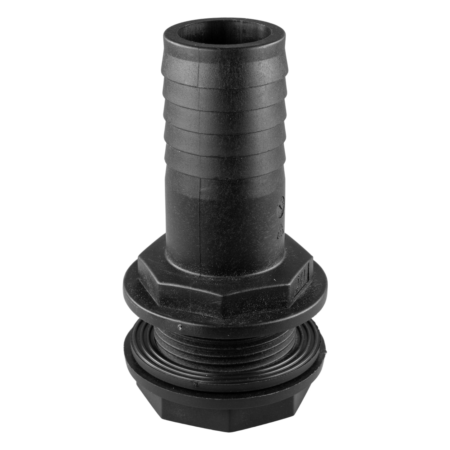 AP Supplies Tank Connector with Washer & Nut 1"BSPM - 1" Barb and Drill Bit