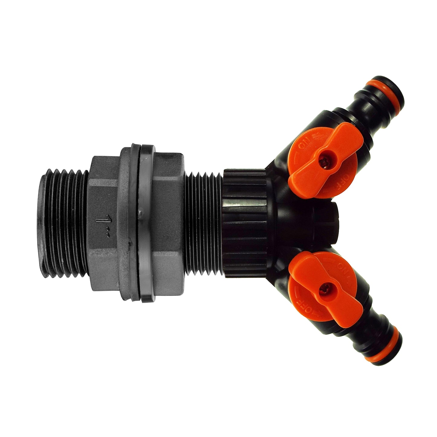 AP Supplies Water Butt 1” with Two Way Valved Splitter