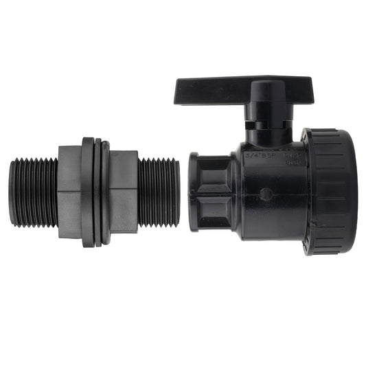 AP Supplies ¾” BSP Water Butt Fitting with ¾” BSPF Full Flow PP Valve