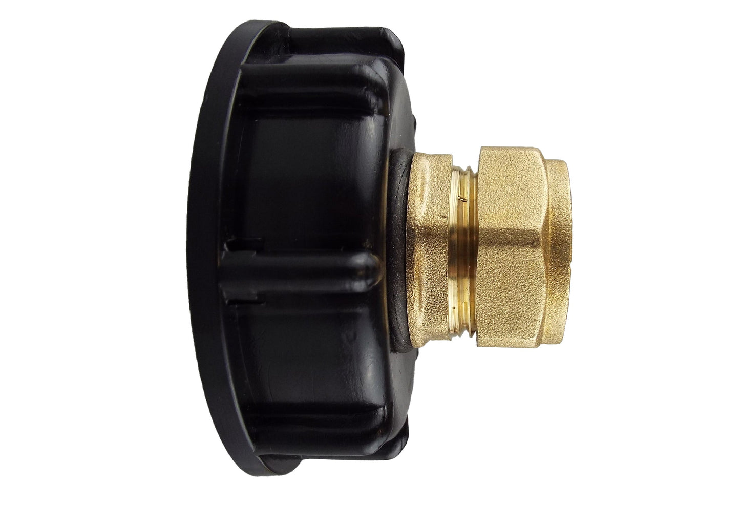 IBC 2 S60X6 Cap with Brass Compression Straight 3/4 BSP - 22mm Hose Pipe Fitting