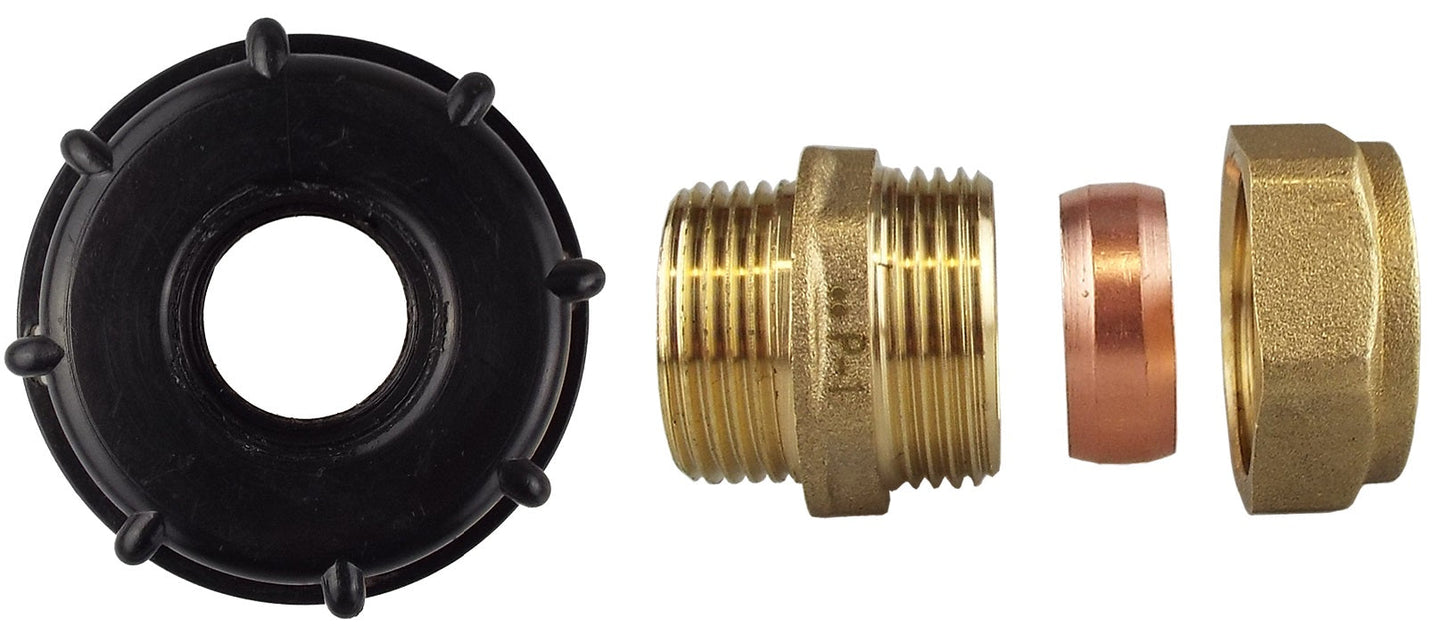 IBC 2 S60X6 Cap with Brass Compression Straight 1 BSP - 28mm for Water Connector