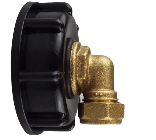 IBC 2 S60X6 Cap with Brass Compression Elbow 3/4 BSP - 15mm for Water Connector