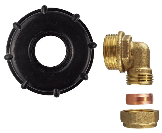IBC 2 S60X6 Cap with Brass Compression Elbow 1 BSP - 28mm for BSP Thread Fitting