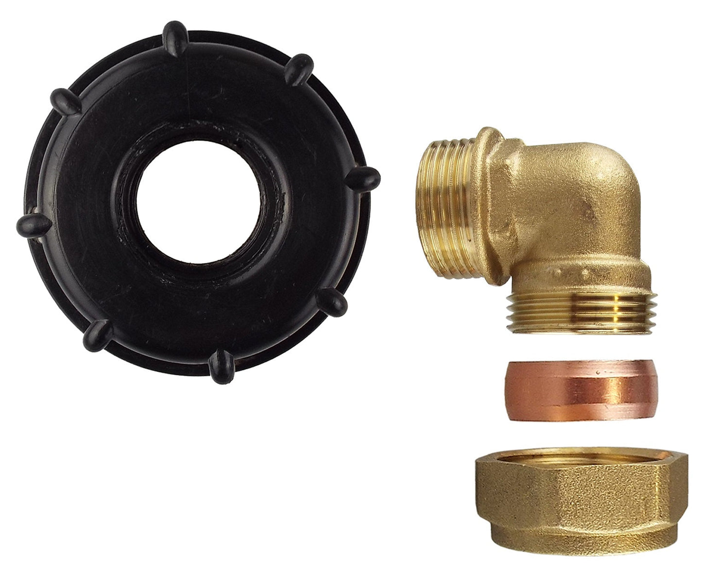 IBC 2 S60X6 Cap with Brass Compression Elbow 1 BSP - 28mm for BSP Thread Fitting