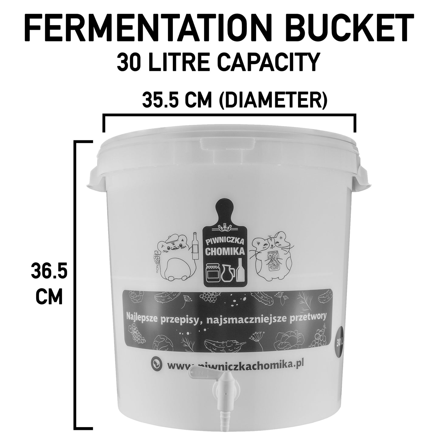 Home Brew Bucket 30L with Tap DIY Workshop Accessory Home and Garden Use