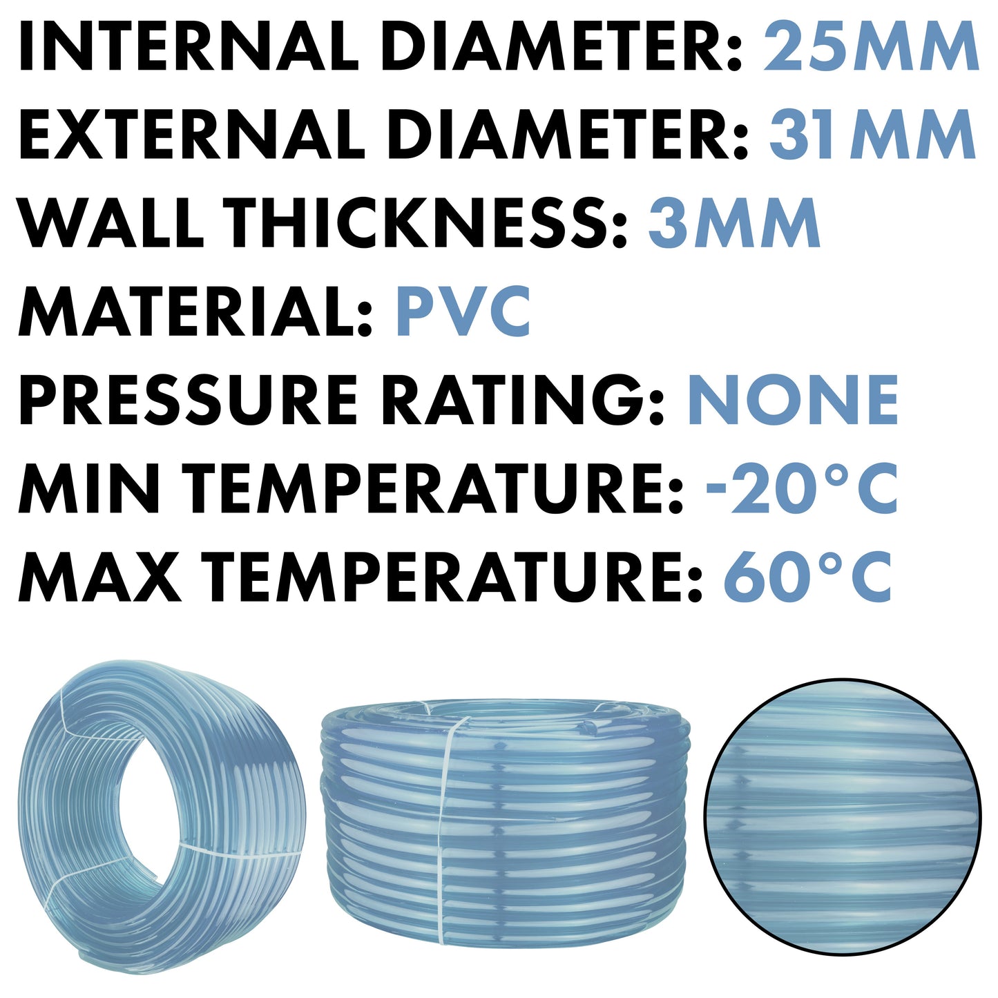 Clear PVC Pipe 25mm*31mm Pipe and Water Fitting Garden Water Connector
