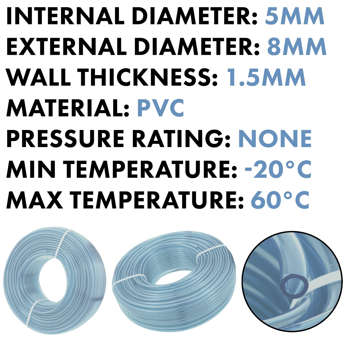 Clear PVC Pipe 5mm*8mm Pipe and Water Fitting Garden Water Connector
