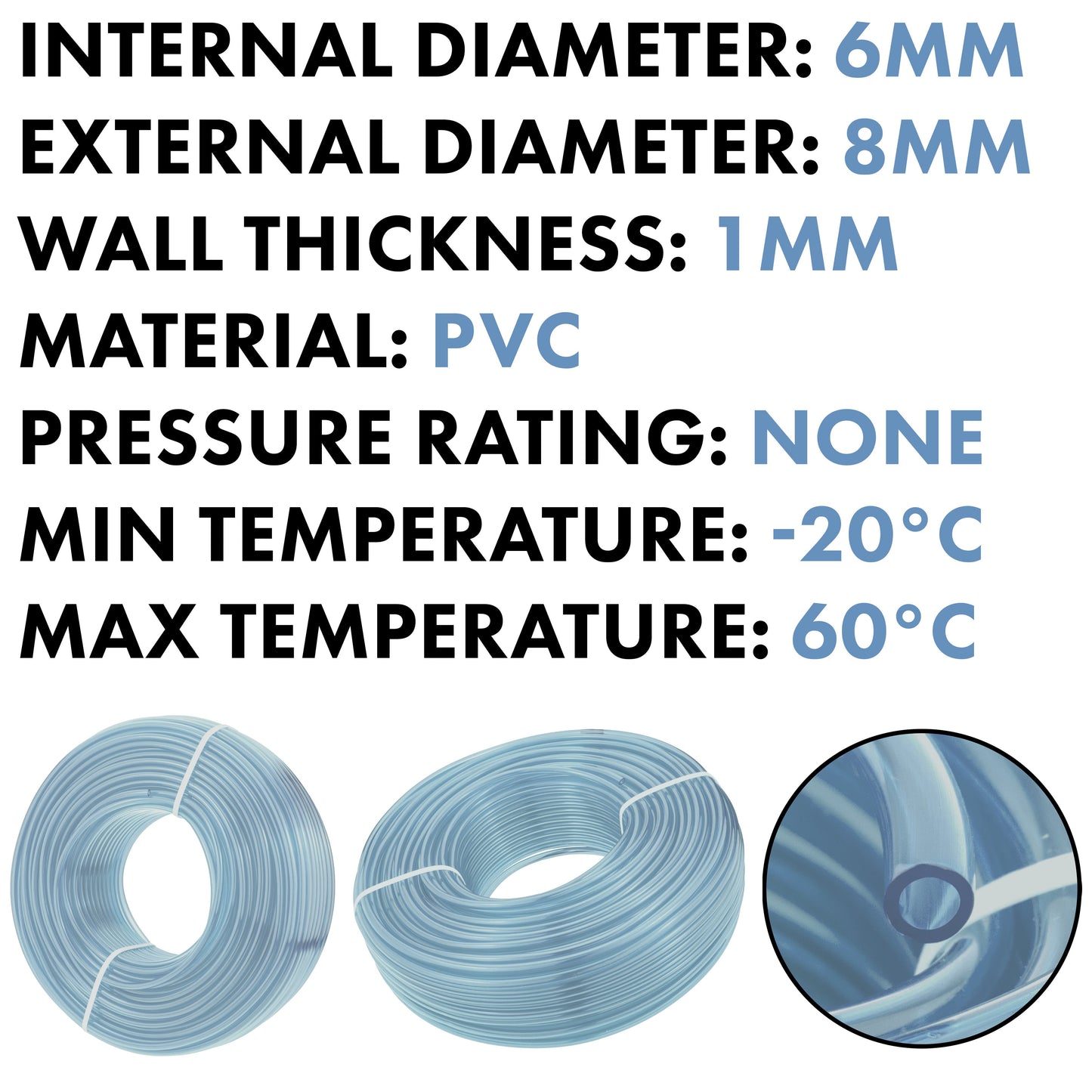 Clear PVC Pipe 6mm*8mm Pipe and Water Fitting Garden Water Connector
