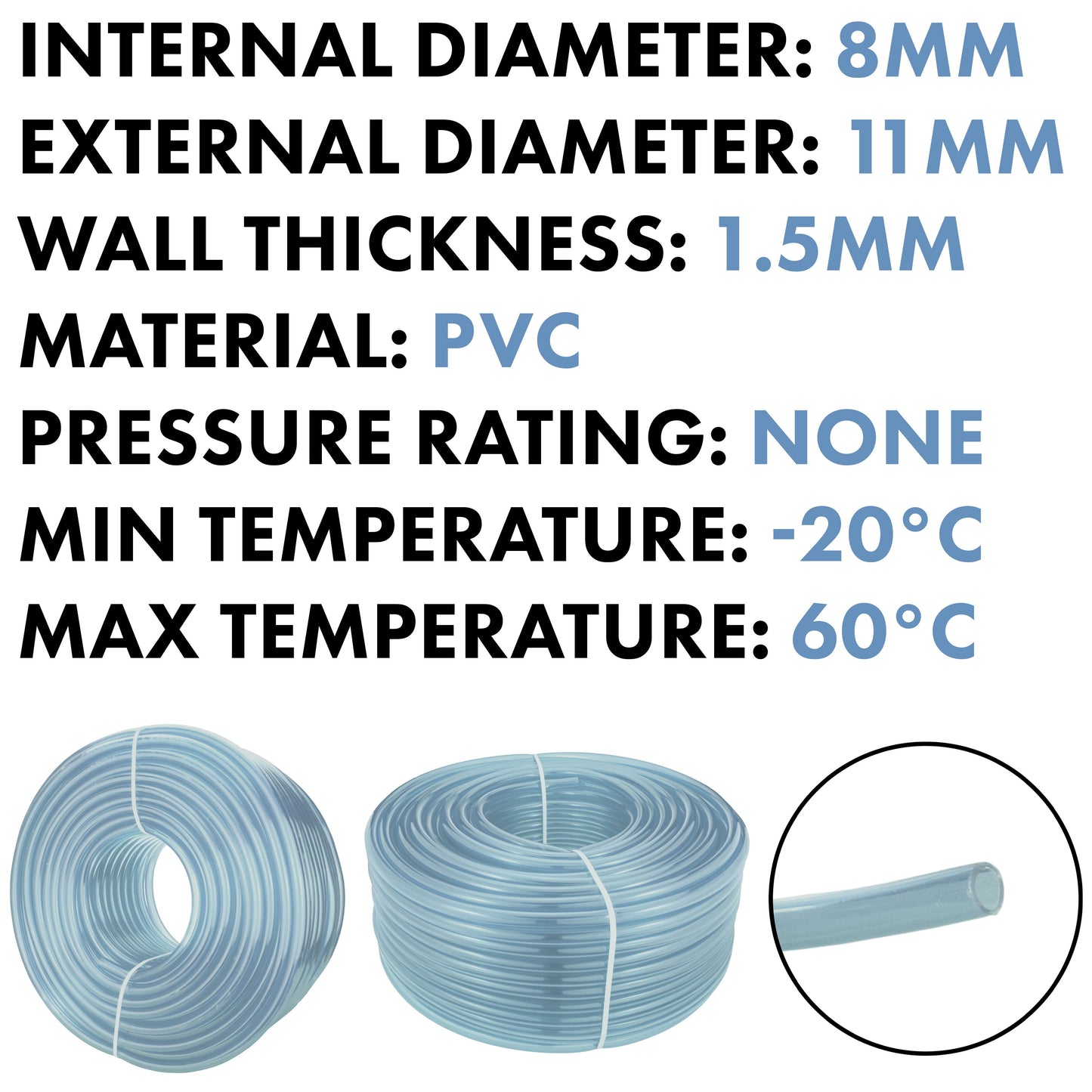 Clear PVC Pipe 8mm*11mm Pipe and Water Fitting Garden Water Connector