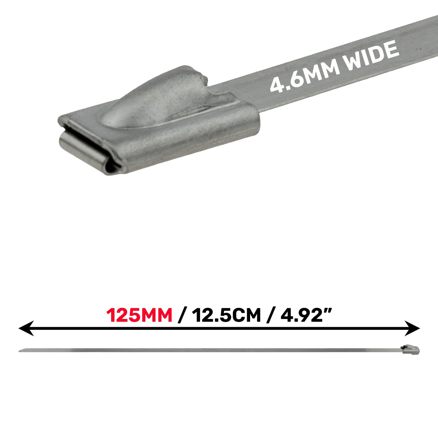 Stainless Steel Cable Ties 4.6mm x 125mm Stainless Steel Fitting Cable Tie Pack