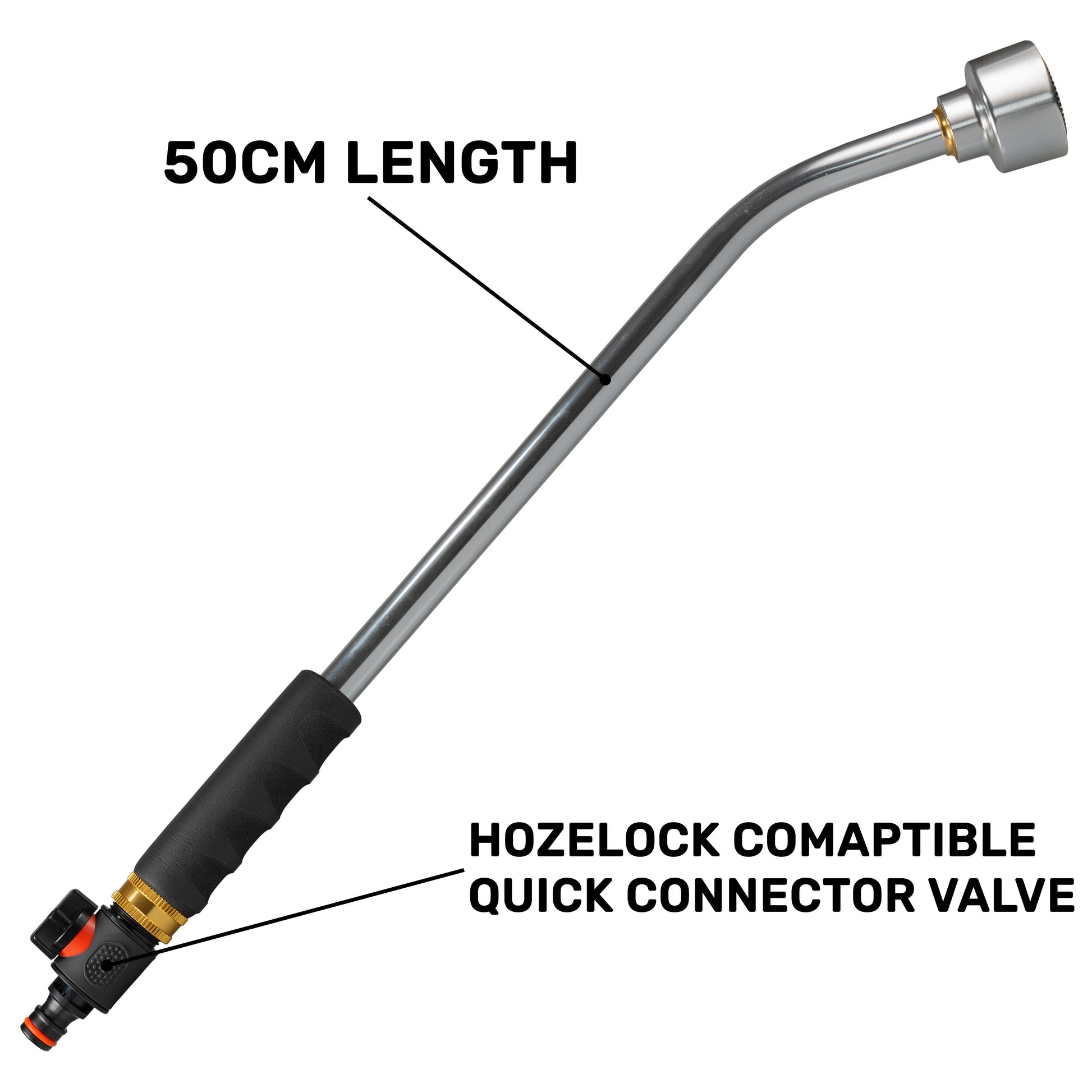 AP Supplies 50cm Garden Watering Lance with Quick Connect Valve (Black)