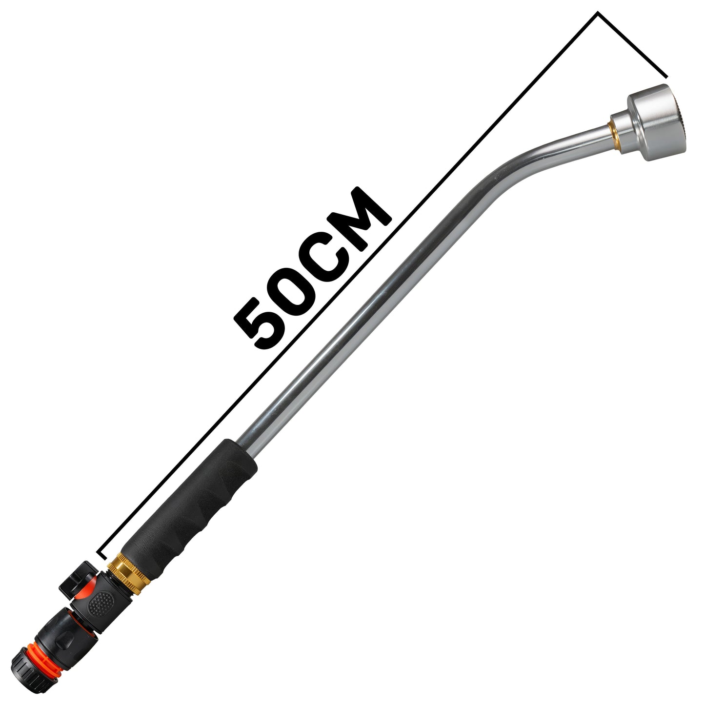 AP Supplies 50cm Garden Watering Lance with Quick Connect Valve (Black) and Hose Connector