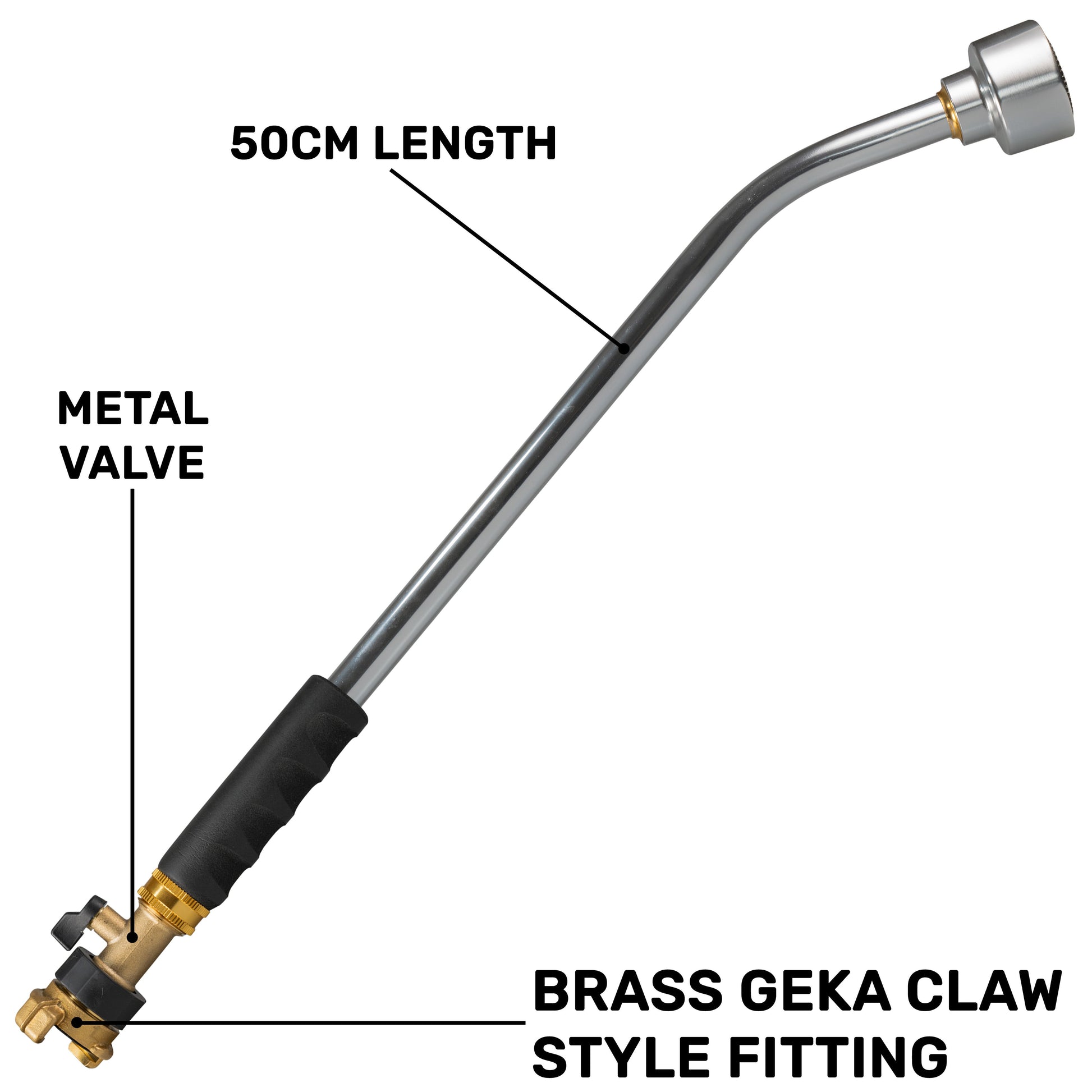 AP Supplies 50cm Garden Watering Lance with Brass Valve and Geka Type Fitting