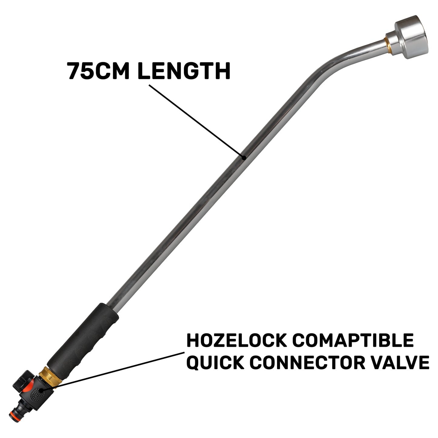 AP Supplies 75cm Garden Watering Lance with Quick Connect Valve (Black)