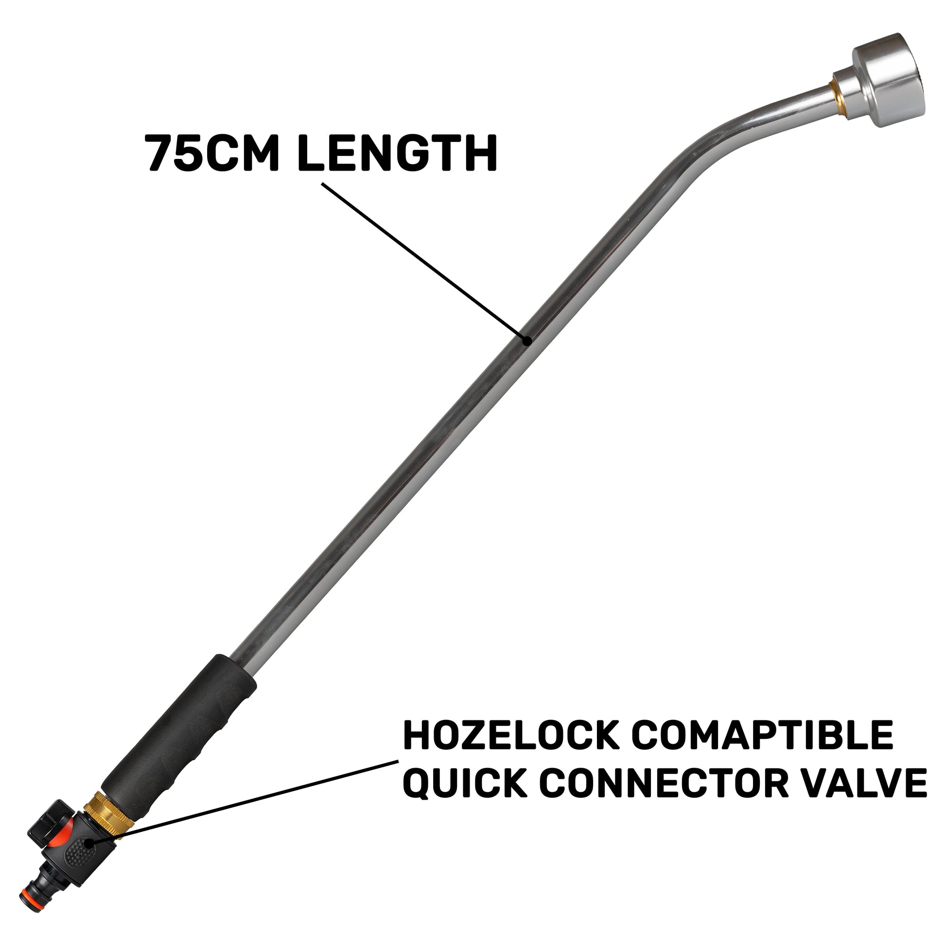 AP Supplies 75cm Garden Watering Lance with Quick Connect Valve (Black)