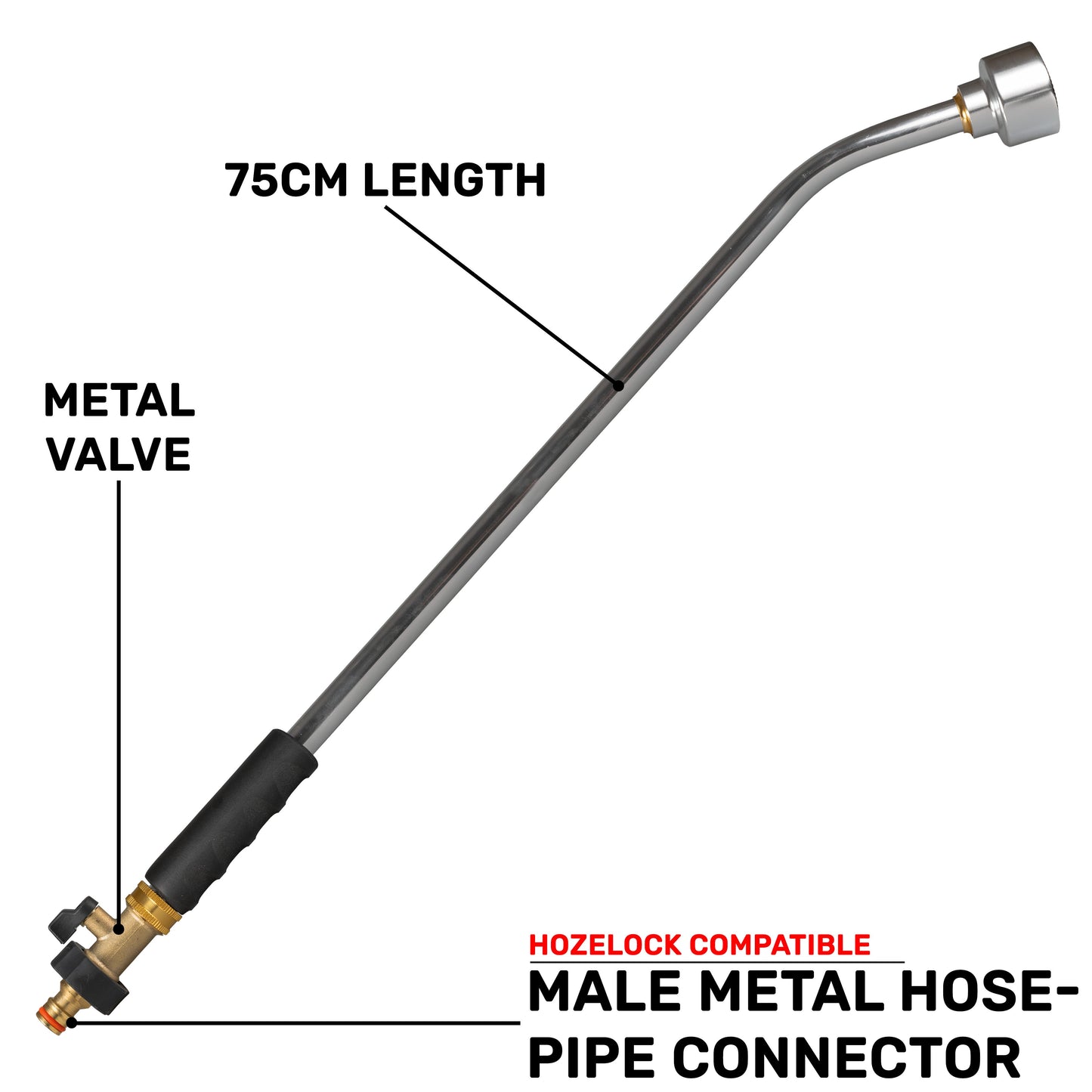 AP Supplies 75cm Garden Watering Lance with Brass Valve and Quick Connect Male
